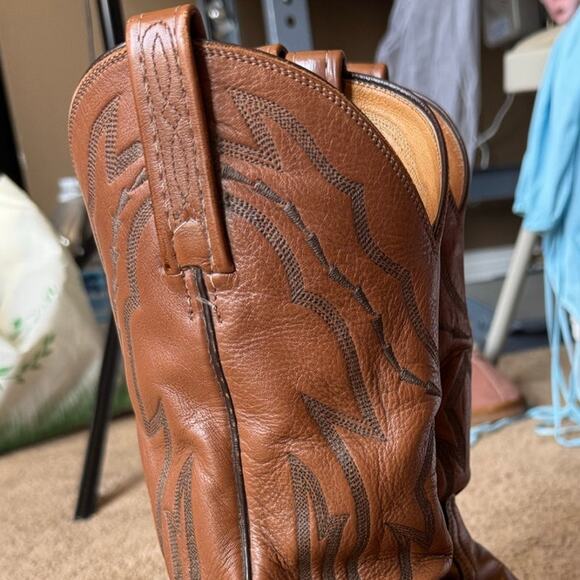 LUCCHESE 2000 Harrison Brown Cowhide Leather Cowboy Boots 9D - Picture 14 of 16